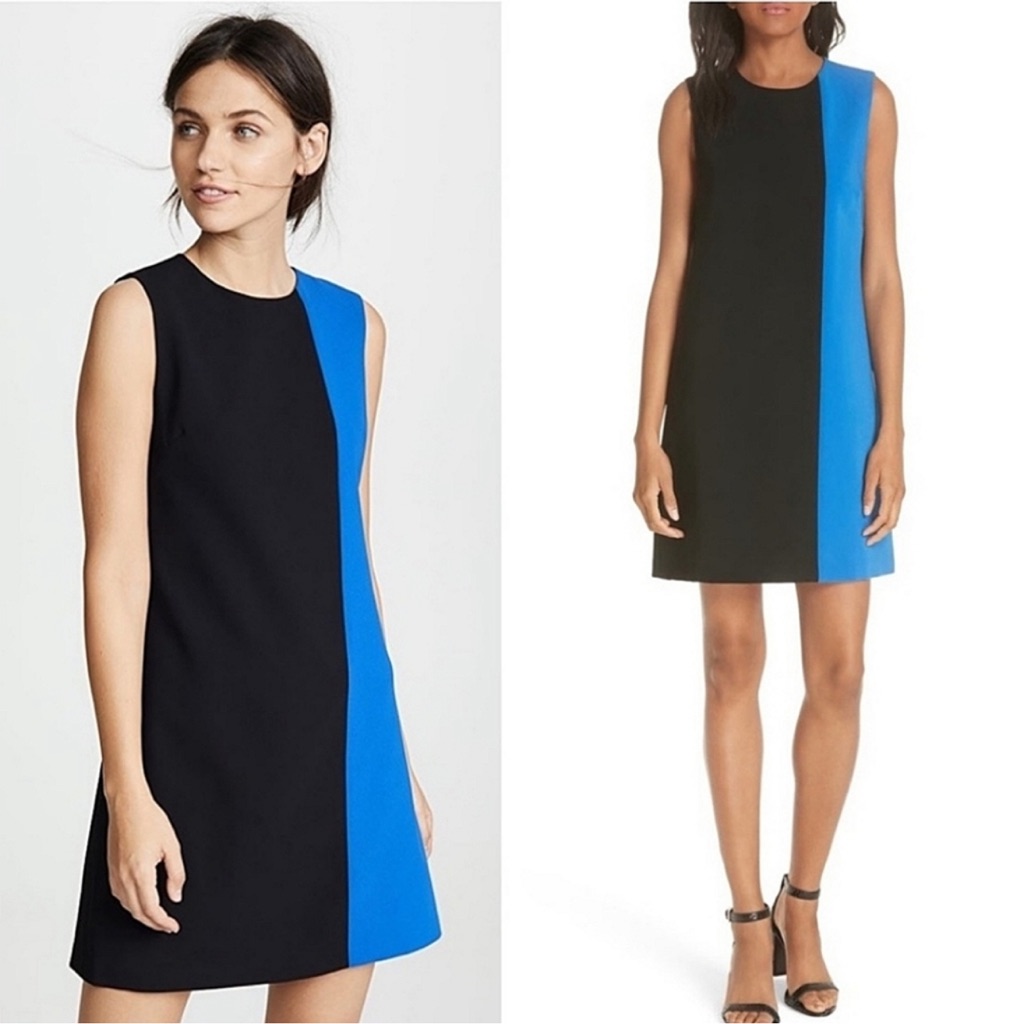 Alice + Olivia Coley Sleeveless Blue Black Colorblock Dress Size 2